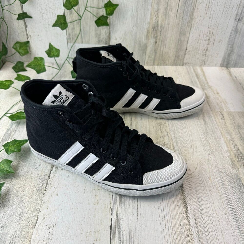Adidas Black & White Honey Mid High Tops size 9
